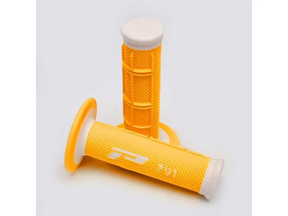 Novinka PROGRIP gripy PG791 OFF ROAD (22+25mm, délka 115mm) barva bílá/oranžová fluo (dvoudílné) (