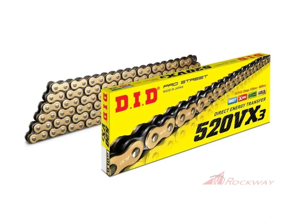 Finální Výprodej VX série X-Kroužkový řetěz D.I.D Chain 520VX3 110 článků Zlatá/Černá- 5A