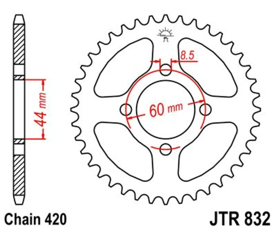 Zlevněný Řetězová rozeta JT JTR 832-46 46 zubů, 420