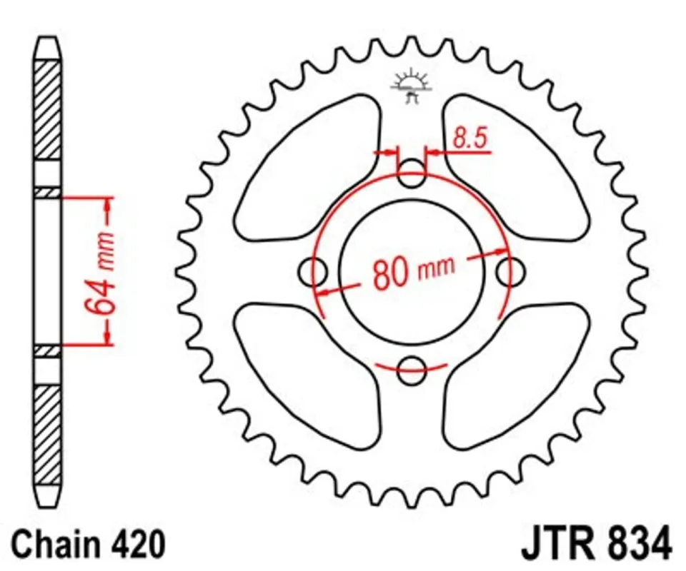 Řetězová rozeta JT JTR 834-43 43 zubů, 420 Nízká Cena
