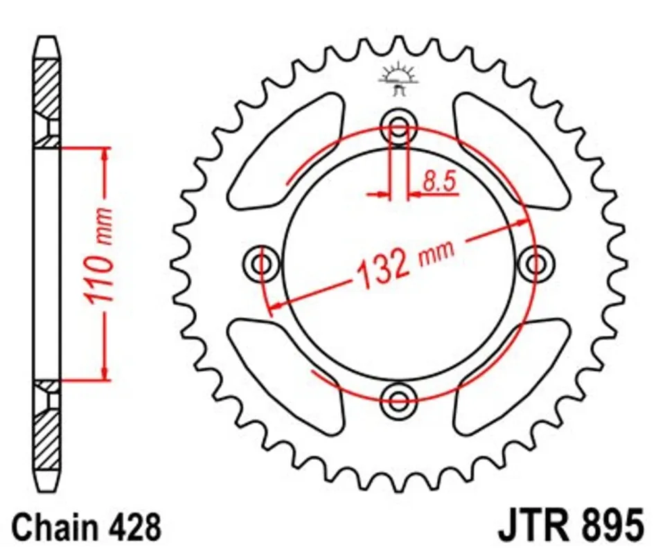 Odeslání Ihned Řetězová rozeta JT JTR 895-46 46 zubů, 428