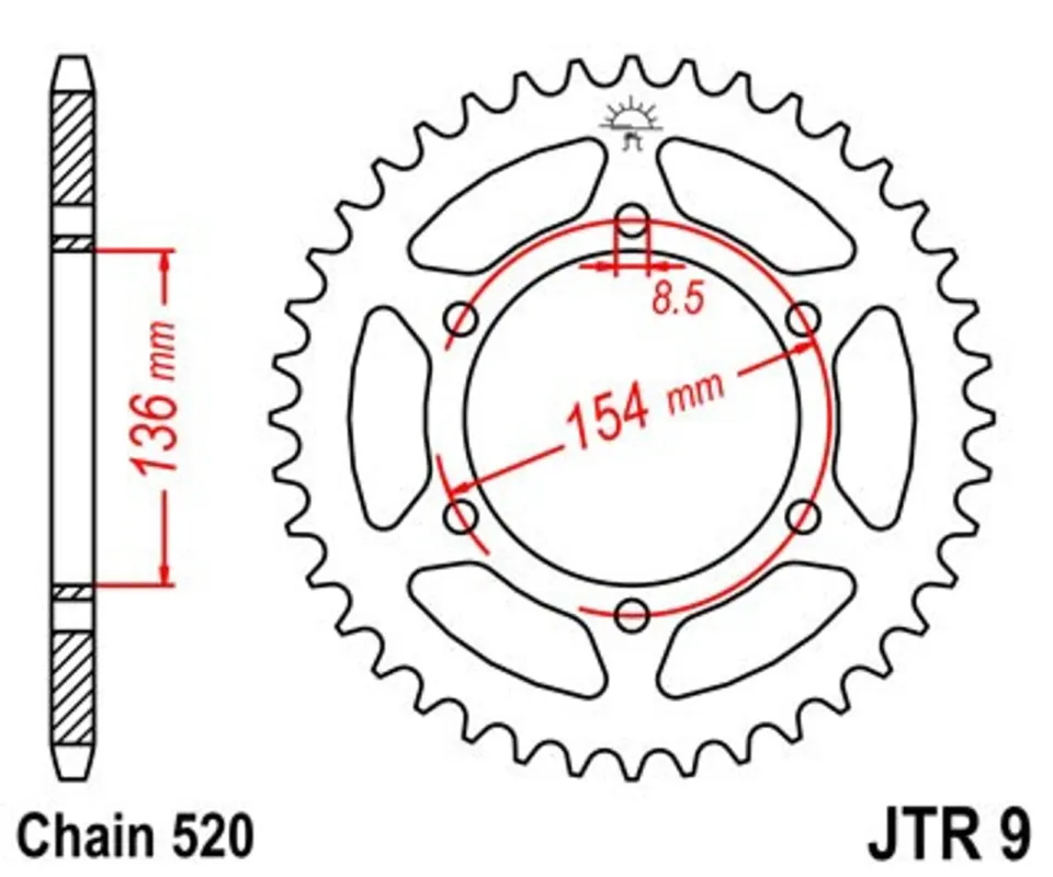 Řetězová rozeta JT JTR 9-47 47 zubů, 520 Objednat Nyní