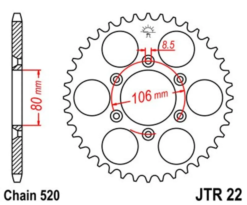 Akce Řetězová rozeta JT JTR 22-49 49 zubů, 520