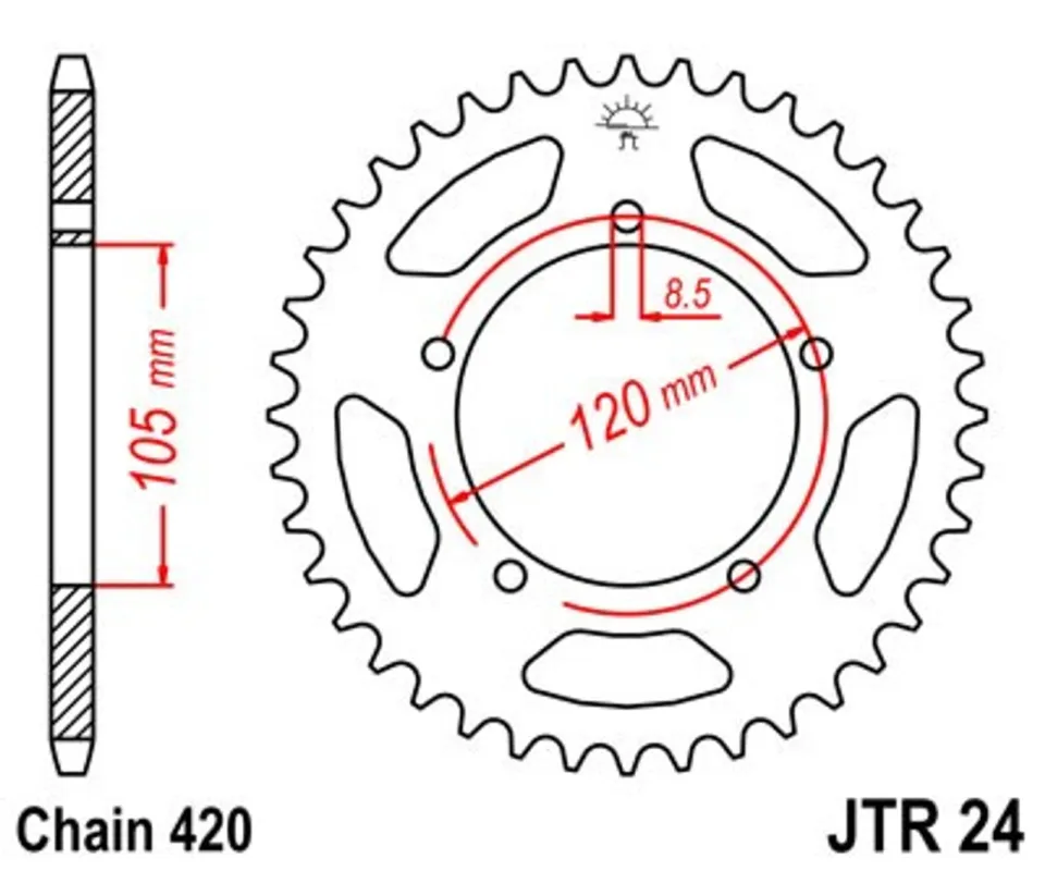 Výprodej Řetězová rozeta JT JTR 24-51 51 zubů, 420