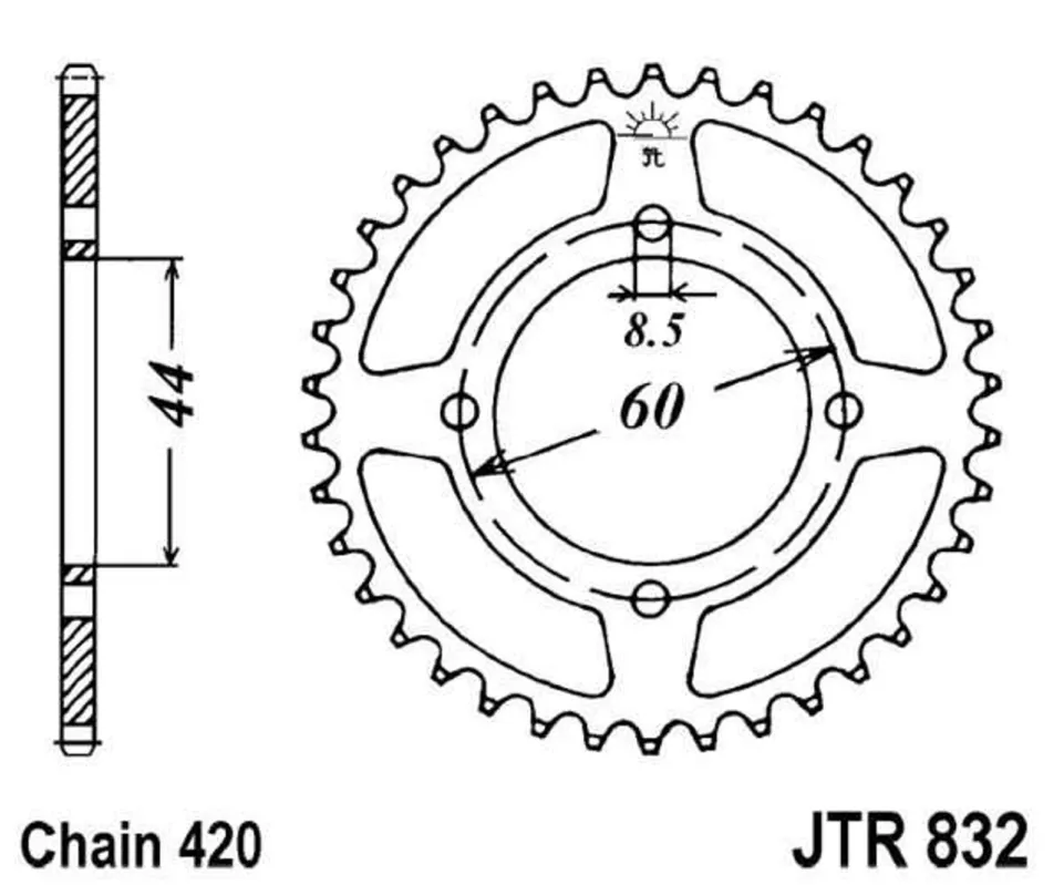 Řetězová rozeta JT JTR 832-41 41 zubů, 420 Cenový Hit