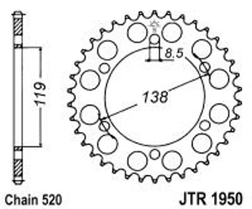 Řetězová rozeta JT JTR 1950-48 48 zubů, 520 Zlevněný