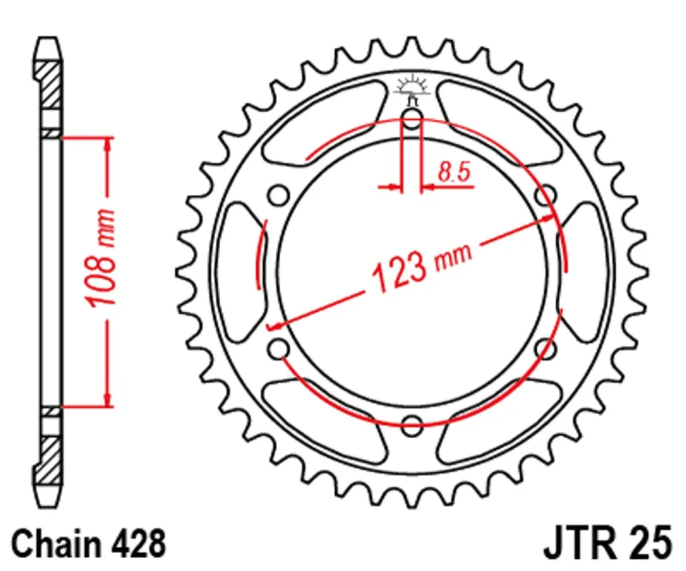 Pouze Dnes Řetězová rozeta JT JTR 25-60 60 zubů, 428