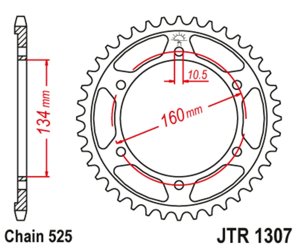 Časově Omezené Řetězová rozeta JT JTR 1307-42 42 zubů, 525