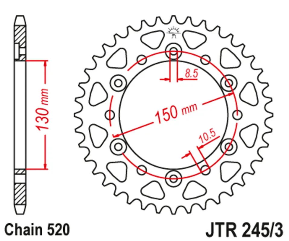 Řetězová rozeta JT JTR 245/3-42 42 zubů, 520 Nízká Cena