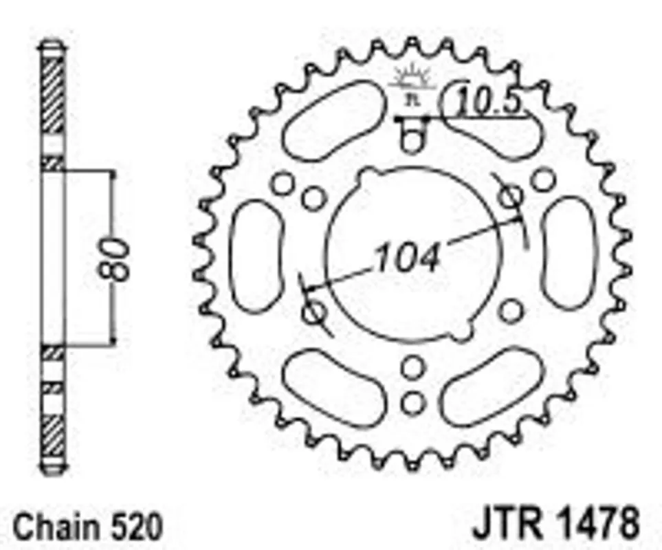 Řetězová rozeta JT JTR 1478-43 43 zubů, 520 Oblíbený