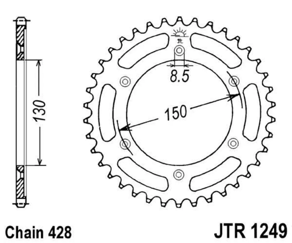 Řetězová rozeta JT JTR 1249-51 51 zubů, 428 Výprodej