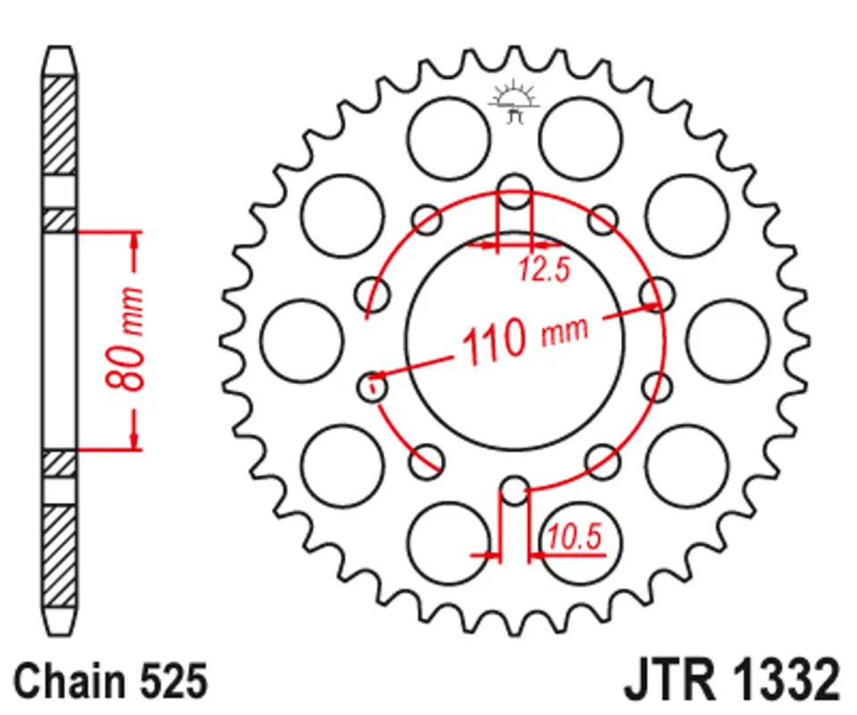 Řetězová rozeta JT JTR 1332-45 45 zubů, 525 Doprava Zdarma
