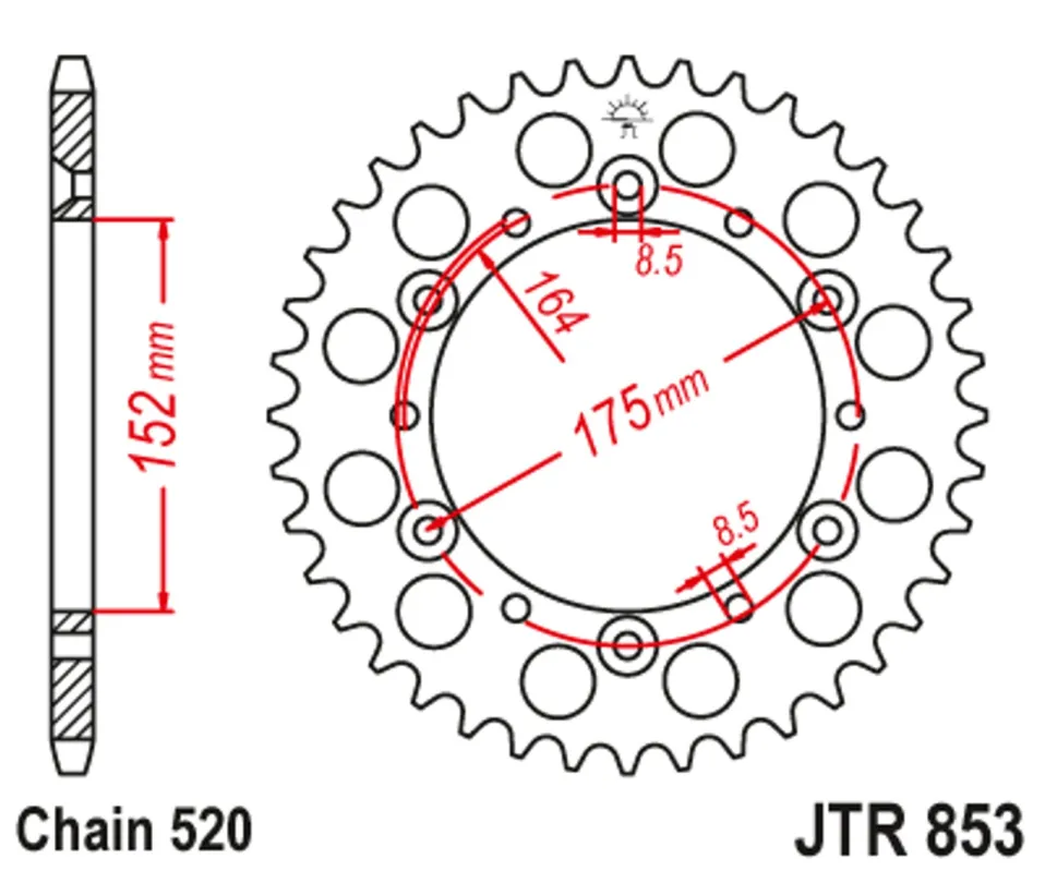 Řetězová rozeta JT JTR 853-47 47 zubů, 520 Sleva