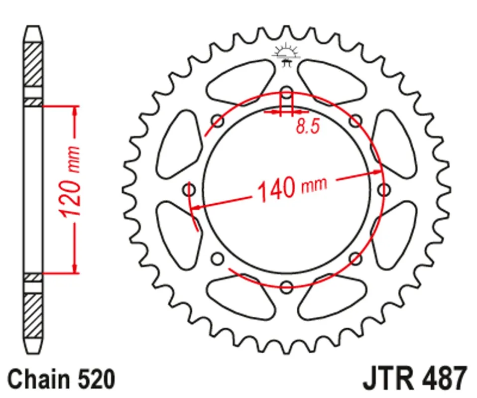 Řetězová rozeta JT JTR 487-37 37 zubů, 520 Expresní Doručení