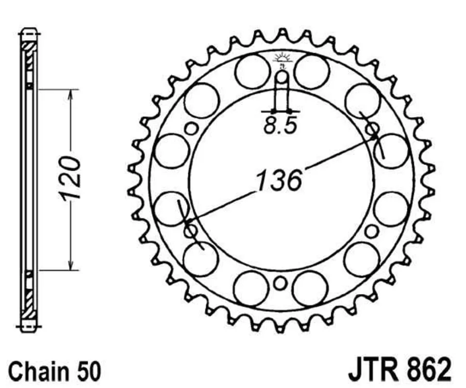 Řetězová rozeta JT JTR 862-44 44 zubů, 530 Nízká Cena
