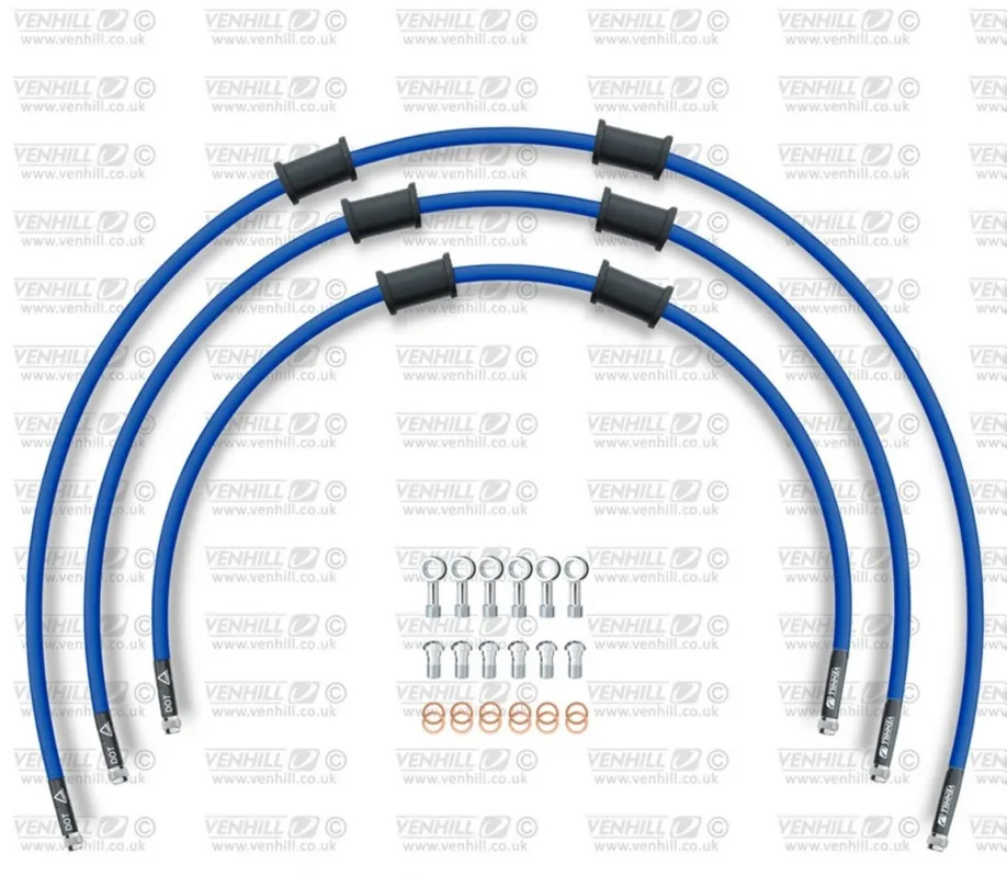 STANDARD Hadice přední brzdy sada Venhill POWERHOSEPLUS SUZ-6002F-SB (3 hadice v sadě) modré hadice, chromové koncovky Časově Omezené
