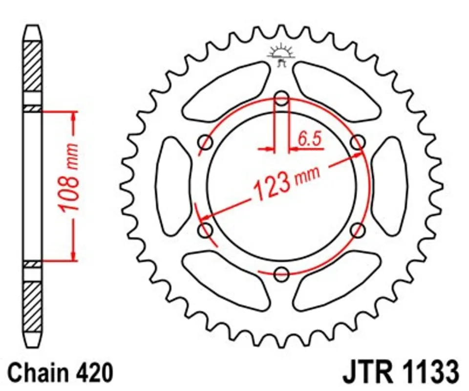 Řetězová rozeta JT JTR 1133-52 52 zubů, 420 Cenový Hit