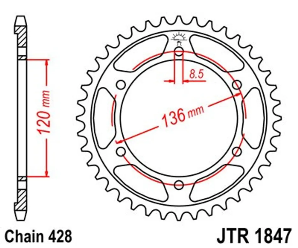 Řetězová rozeta JT JTR 1847-48 48 zubů, 428 Ihned K Objednání