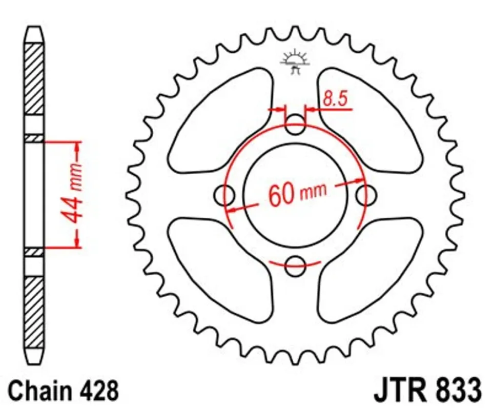 Řetězová rozeta JT JTR 833-41 41 zubů, 428 Objednat Nyní