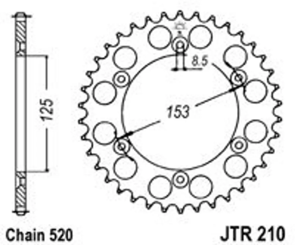 Řetězová rozeta JT JTR 210-40 40 zubů, 520 Finální Výprodej