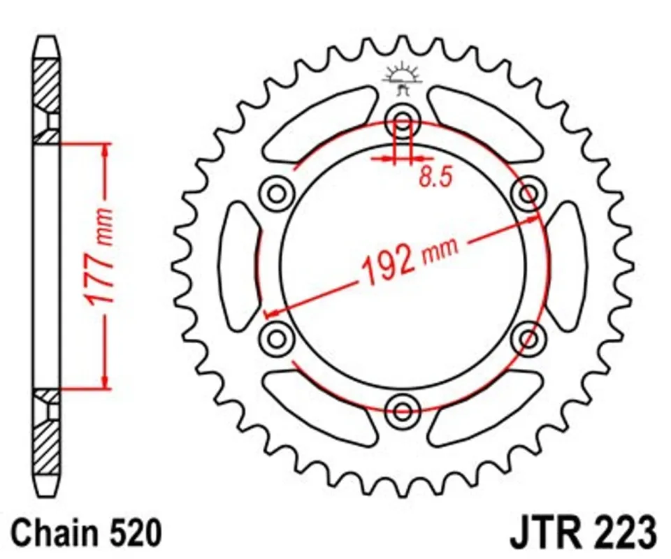 Řetězová rozeta JT JTR 223-53 53 zubů, 520 Nejlepší Volba