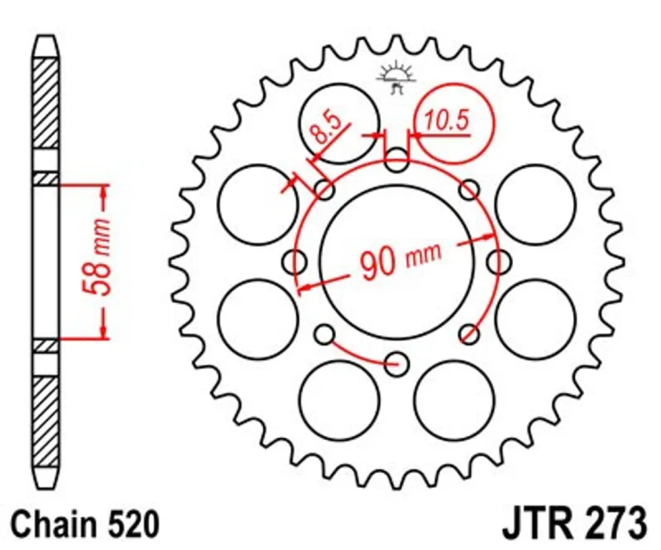 Nová Kolekce Řetězová rozeta JT JTR 273-41 41 zubů, 520