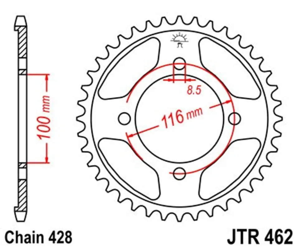 Nová Kolekce Řetězová rozeta JT JTR 462-50 50 zubů, 428