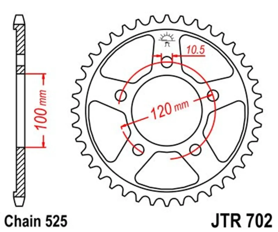 Speciální Cena Řetězová rozeta JT JTR 702-46 46 zubů, 525