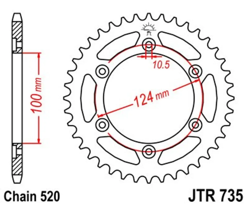 Řetězová rozeta JT JTR 735-48 48 zubů, 520 Vysoce Kvalitní