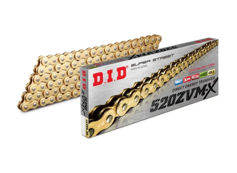 ZVM-X série X-Kroužkový řetěz D.I.D Chain 520ZVM-X 116 článků Zlatá/Zlatá Jen Po Omezenou Doba