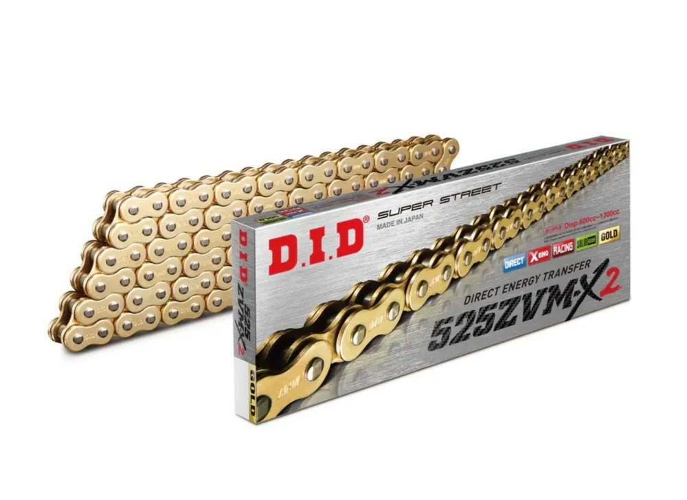 ZVM-X série X-Kroužkový řetěz D.I.D Chain 525ZVM-X2 112 článků Zlatá/Zlatá Pouze Dnes