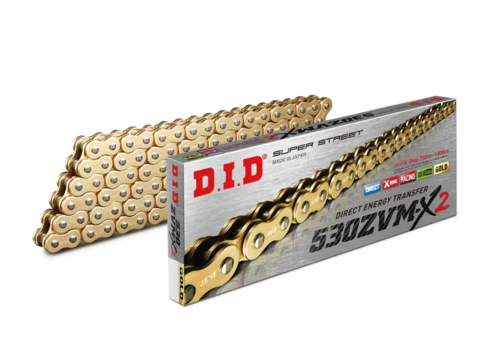 Aktuální ZVM-X série X-Kroužkový řetěz D.I.D Chain 530ZVM-X2 118 článků Zlatá/Zlatá
