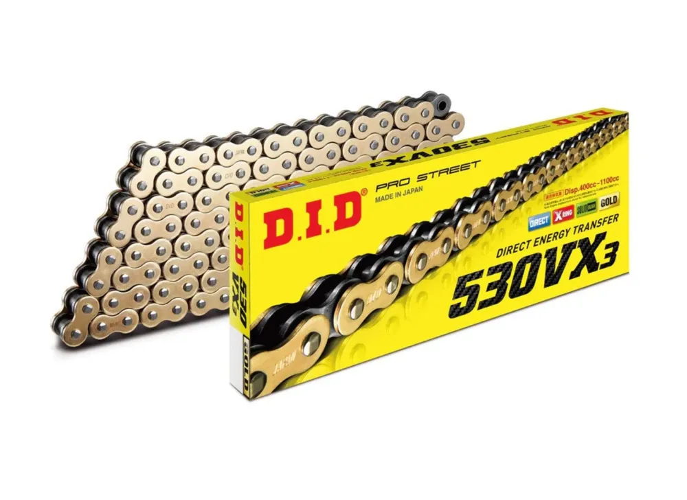 VX série X-Kroužkový řetěz D.I.D Chain 530VX3 116 článků Zlatá/Černá Finální Výprodej