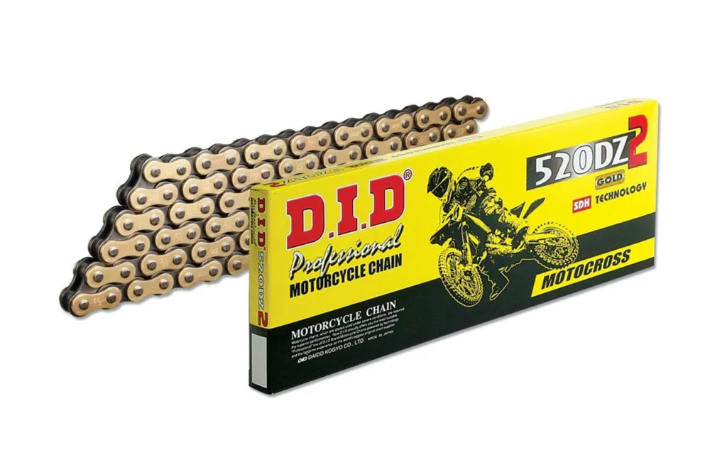 Motokrosový závodní řetěz D.I.D Chain 520DZ2 SDH 120 článků Zlatá/Černá Oblíbený