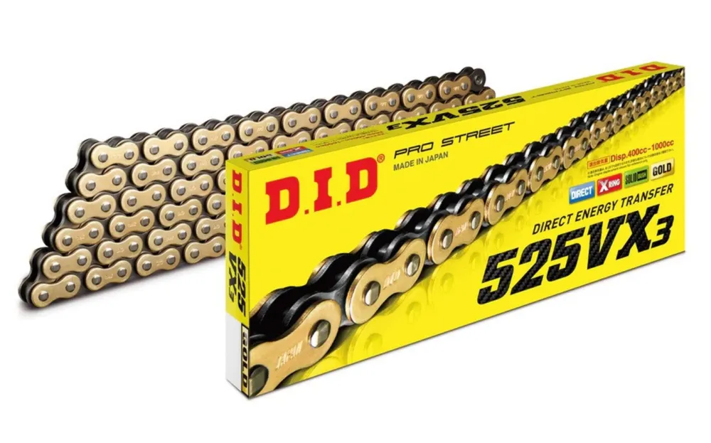 VX série X-Kroužkový řetěz D.I.D Chain 525VX3 106 L Zlatá/Černá Pouze Dnes