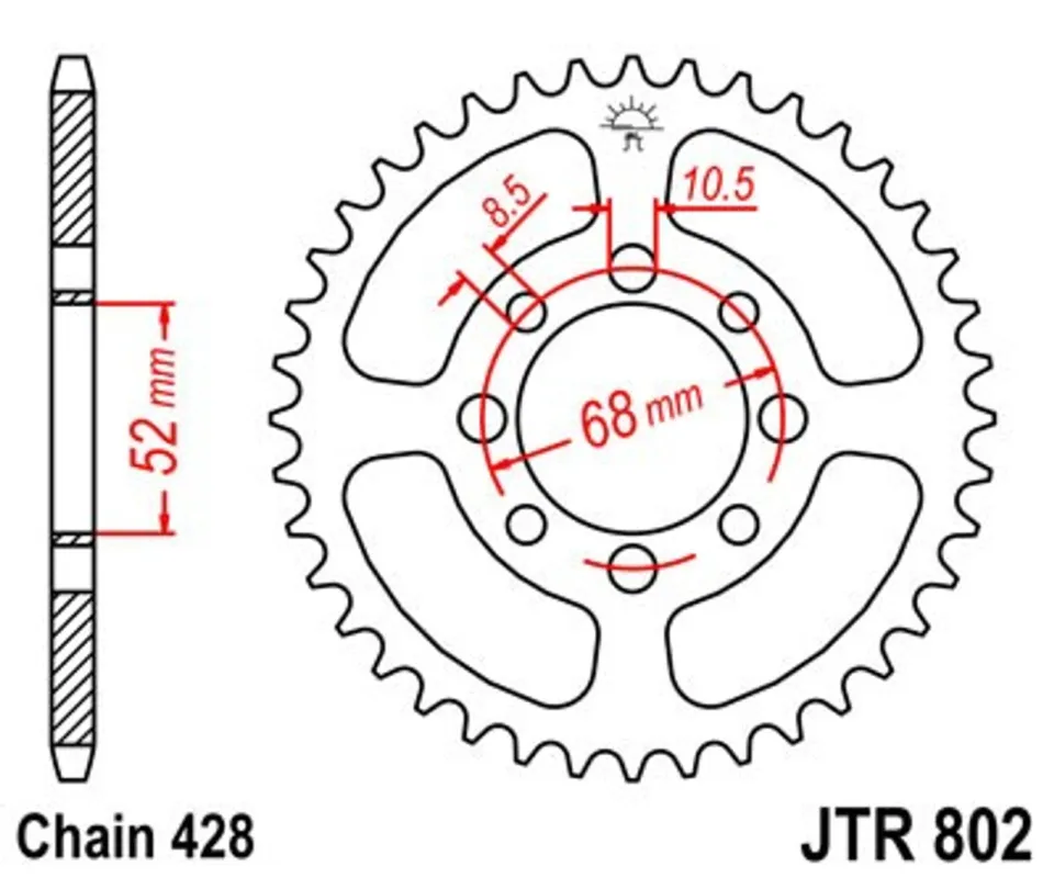 Finální Výprodej Řetězová rozeta JT JTR 802-38 38 zubů, 428