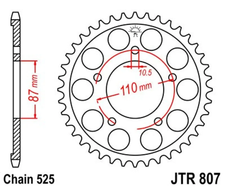 Řetězová rozeta JT JTR 807-45 45 zubů, 525 Expresní Doručení
