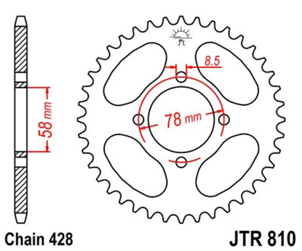 Řetězová rozeta JT JTR 810-41 41 zubů, 428 Nejlepší Cena