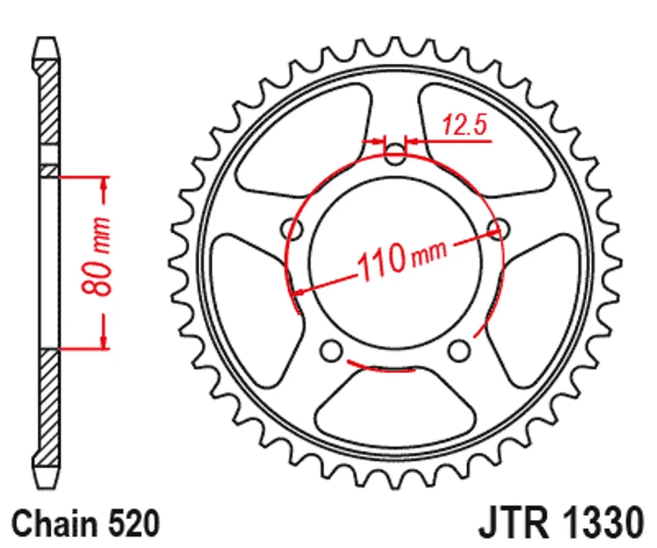 Must-Have Řetězová rozeta JT JTR 1330-45ZBK