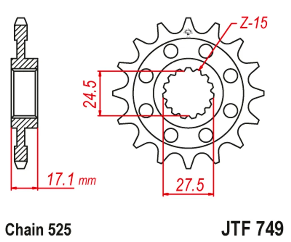 Nová Kolekce Řetězové kolečko JT JTF 749-16 16 zubů, 525