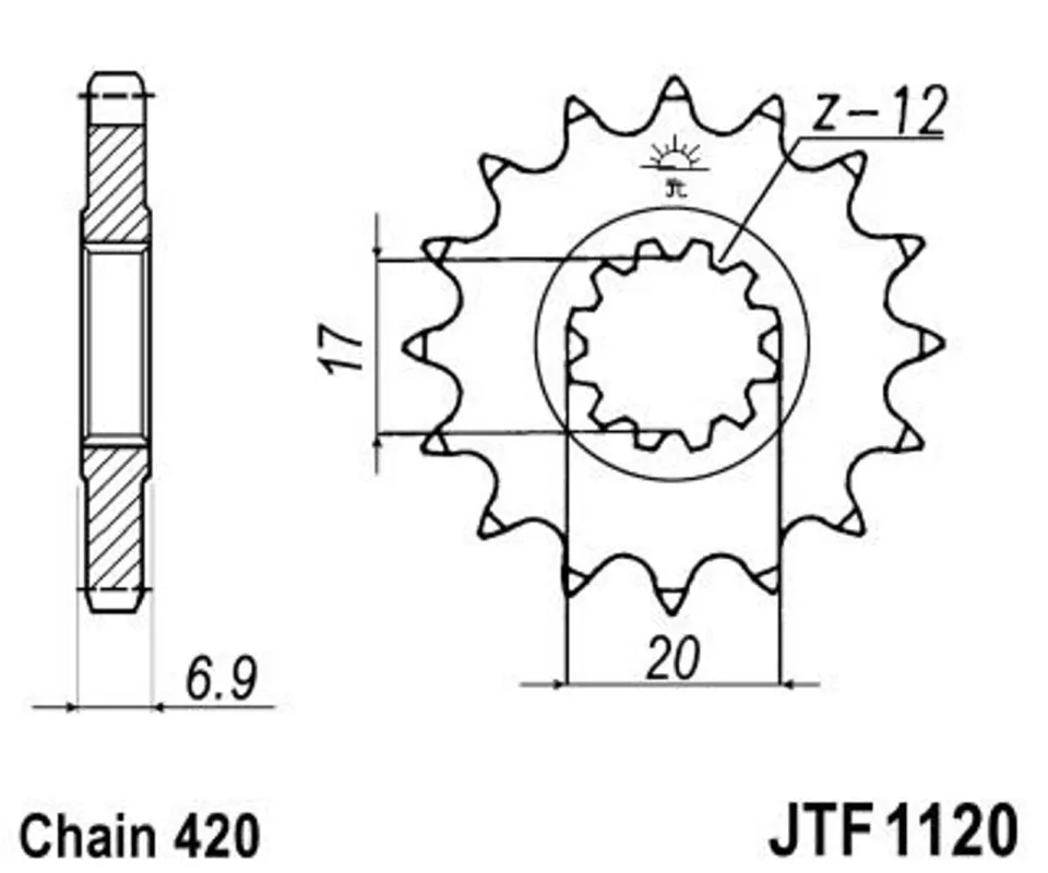 Řetězové kolečko JT JTF 1120-10 10 zubů, 420 Akce