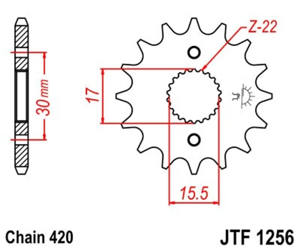 Super Cena Řetězové kolečko JT JTF 1256-14 14 zubů, 420