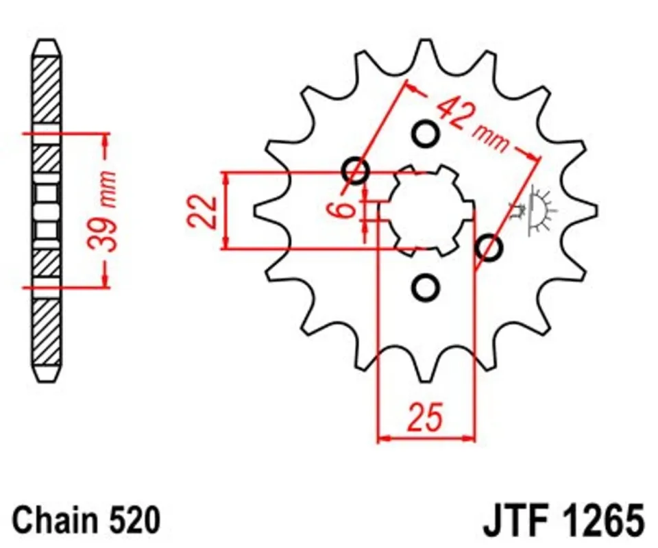 Řetězové kolečko JT JTF 1265-15 15 zubů, 520 Vrácení Zdarma