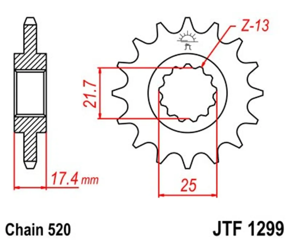 Řetězové kolečko JT JTF 1299-14 14 zubů, 520 Akční Nabídka