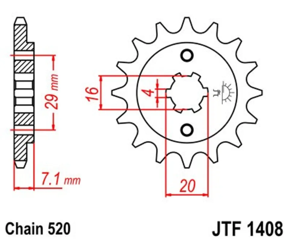 Řetězové kolečko JT JTF 1408-15 15 zubů, 520 Objednat Nyní