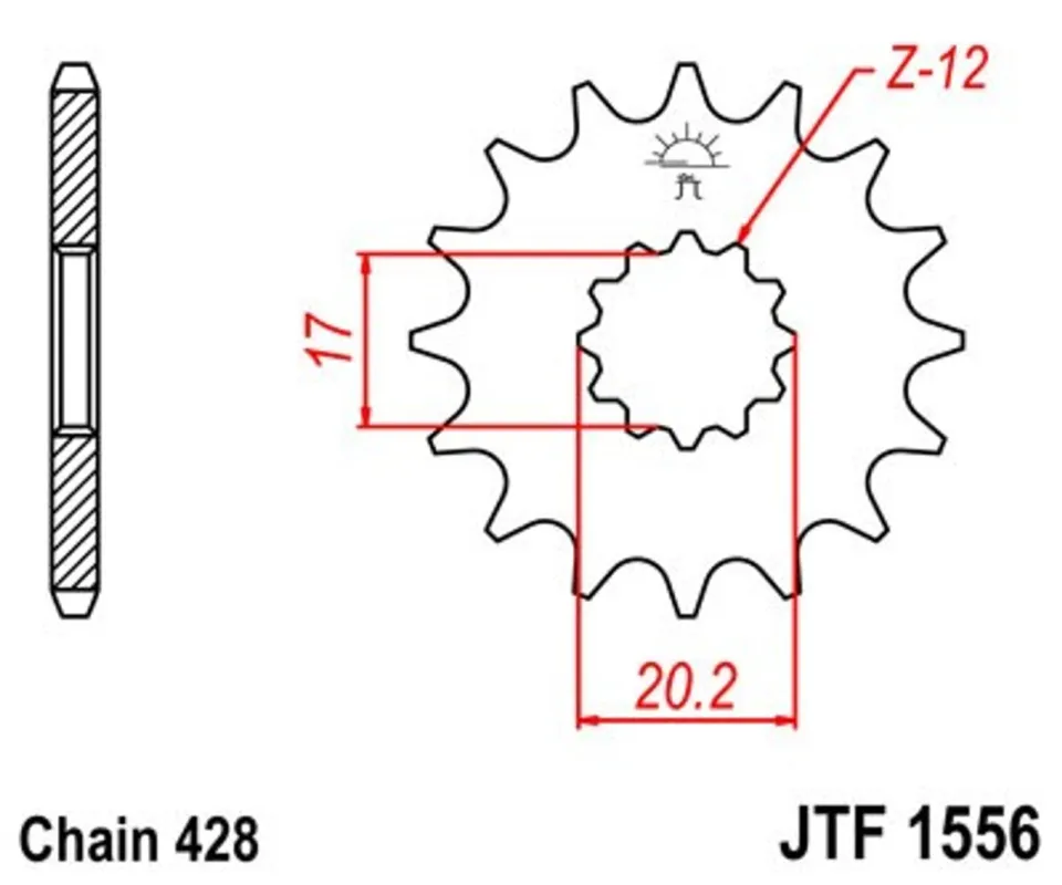 Řetězové kolečko JT JTF 1556-12 12 zubů, 428 Sezónní Sleva