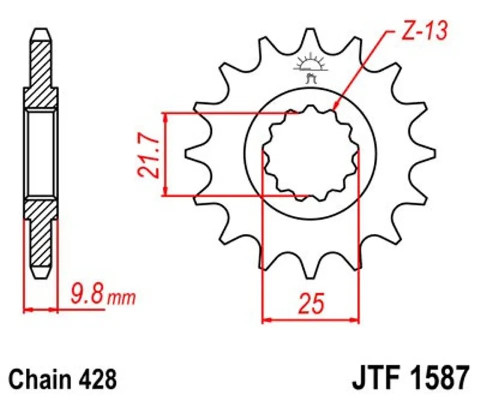 Řetězové kolečko JT JTF 1587-19 19 zubů, 428 Top Prodej