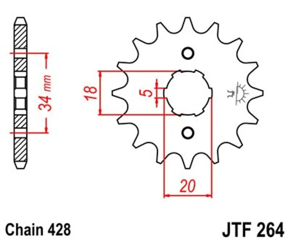 Řetězové kolečko JT JTF 264-15 15 zubů, 428 Expresní Doručení