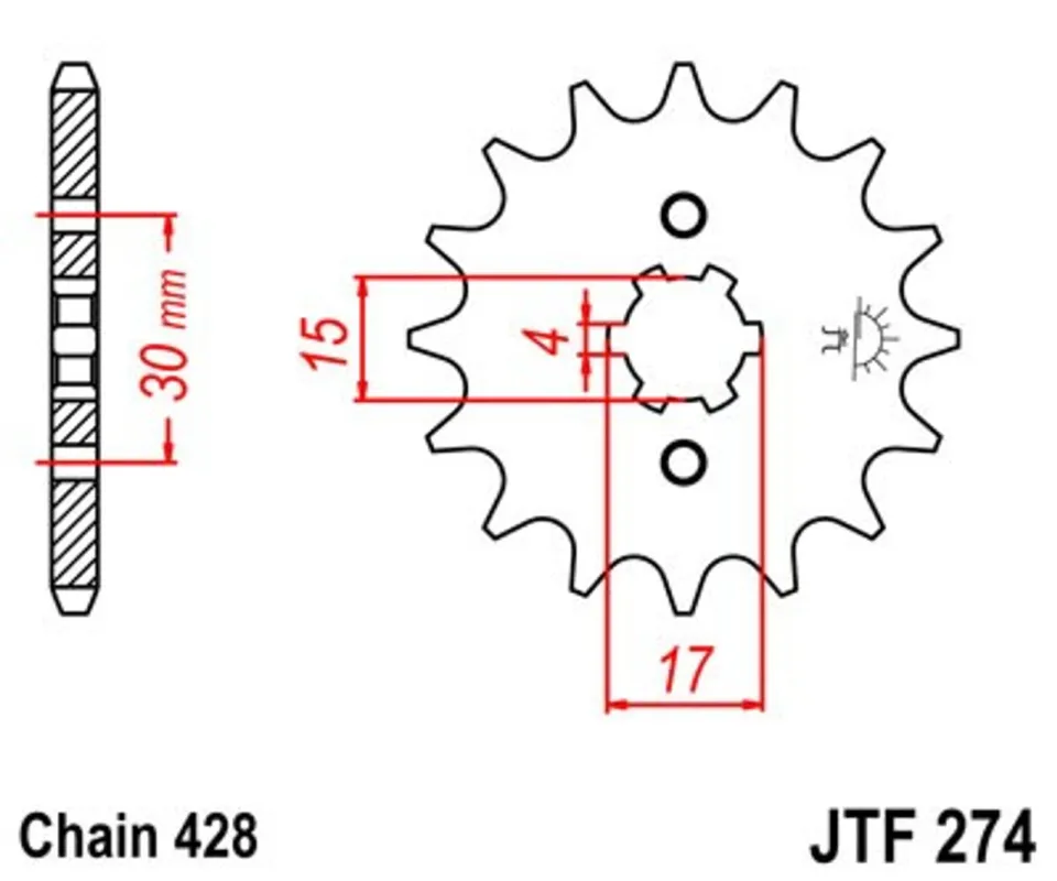 Řetězové kolečko JT JTF 274-14 14 zubů, 428 Expresní Doručení