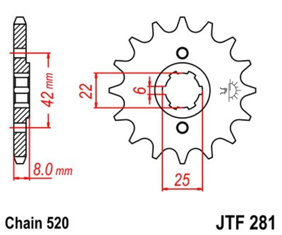 Řetězové kolečko JT JTF 281-13 13 zubů, 520 Autentický